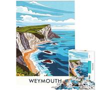 Puzzle de 1000 pièces pour Adolescents Illustration du Littoral de Weymouth Jeu de détente pour Adultes et Adultes idéal pour s'amuser en Famille pour Un Anniversaire ou Noël (Taille 50x75cm)