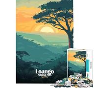 Puzzle de 1000 pièces pour Adolescents Illustration du Parc National de Loango au Gabon Jeu Amusant et addictif pour cultiver la Patience Cadeau d'anniversaire pour Toute la Famille (Taille 38x26cm)