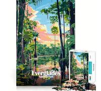 Puzzle de 1000 pièces pour Adolescents Illustration du Parc National des Everglades Découpe Lisse Jeu d'exercice cérébral Activité de détente et d'anniversaire (38x52cm)