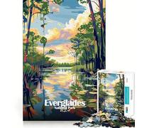 Puzzle de 1000 pièces pour Adolescents,Illustration du Parc National des Everglades,Design Finement découpé,Jeu de réflexion,Cadeau,détente et Divertissement pour Un Anniversaire (38x26cm)