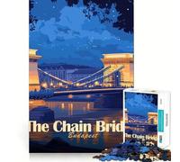 Puzzle de 1000 pièces pour Adolescents Illustration du Pont des Chaînes à Budapest Découpe précise Jeu Amusant et Relaxant Cadeau d'anniversaire Original (38x52cm)
