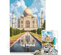 Puzzle de 1000 pièces pour Adolescents Illustration du Taj Mahal Jeu éducatif Difficile Cadeau d'anniversaire ou de Voyage 38x52cm