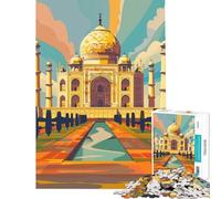 Puzzle de 1000 pièces pour Adolescents Illustration du Taj Mahal Jouet éducatif Jeu Impossible Cadeau Amusant pour Toute la Famille idéal pour Les Anniversaires (Taille 75x50cm)