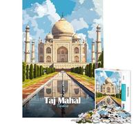 Puzzle de 1000 pièces pour Adolescents Illustration du Taj Mahal pour Un Anniversaire ou Noël Niveau de difficulté élevé Jeu Familial pour Les 14 Ans et Plus (38x52cm)