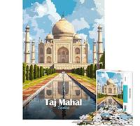 Puzzle de 1000 pièces pour Adolescents Illustration du Taj Mahal Un défi à relever pour réaliser Une œuvre d'art Jouet éducatif adapté aux Personnes de 14 Ans et Plus (38x26cm)