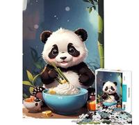 Puzzle de 1000 pièces pour Adolescents Illustration d'un Adorable Panda Mangeant des Nouilles Un Jeu éducatif et Amusant pour Toute la Famille (14 Ans et Plus) Dimensions 38x26cm