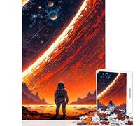 Puzzle de 1000 pièces pour Adolescents Illustration d'un Astronaute sur Une planète Extraterrestre Décoration intérieure Jouet Idée Cadeau Anti-Stress (50x75cm)