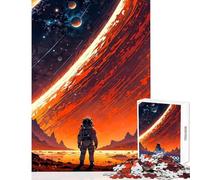 Puzzle de 1000 pièces pour Adolescents Illustration d'un Astronaute sur Une planète Extraterrestre Décoration intérieure Jouet Cadeau Artistique Décoration Parfaite (38x52cm)