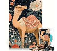 Puzzle de 1000 pièces pour Adolescents Illustration d'un Chameau dans Un Jardin Fleuri Jeu d'adresse et de réflexion Amusant Loisirs et Divertissement Décoration de Noël pour la Maison (50x75cm)