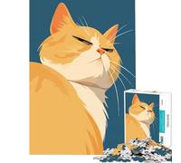 Puzzle de 1000 pièces pour Adolescents Illustration d'un Chat Orange très Critique drôle Mignon et Impossible à résoudre Jeu éducatif pour se détendre et s'amuser (38x52cm)