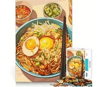 Puzzle de 1000 pièces pour Adolescents Illustration d'un délicieux Bol de Ramen Découpe Parfaite Jeu de logique Amusant Jeu paisible Idéal pour Un Anniversaire (38x52cm)