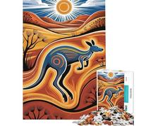 Puzzle de 1000 pièces pour Adolescents Illustration d'un Kangourou dans l'Outback Australien défi éducatif Passe-Temps idéal pour Les Vacances à la Maison décoration Jouet pour Les 14 Ans et Plus