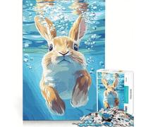 Puzzle de 1000 pièces pour Adolescents Illustration d'un Lapin sous l'eau avec des Bulles Jeu Amusant entraînez Votre Cerveau et Vos Mains défi Unique 50x75cm