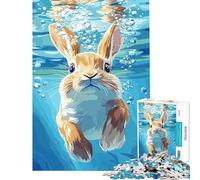 Puzzle de 1000 pièces pour Adolescents Illustration d'un Lapin sous l'eau avec des Bulles Jeu Manuel captivant pour développer la Patience Cadeau Artistique et éducatif (Dimensions 38x52cm)