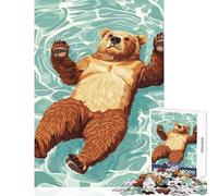 Puzzle de 1000 pièces pour Adolescents Illustration d'un Ours Flottant dans l'eau Jeu à Monter soi-même Idée Cadeau Jeu éducatif et Relaxant Dimensions 38x26cm