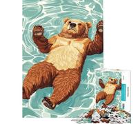 Puzzle de 1000 pièces pour Adolescents Illustration d'un Ours Flottant dans l'eau Stimule Le Cerveau Jeu Difficile et Relaxant Convient aux 14 Ans et Plus 38x26cm