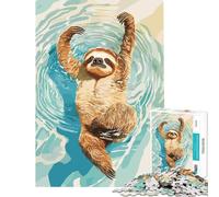 Puzzle de 1000 pièces pour Adolescents Illustration d'un Paresseux nageant dans l'eau Jeu éducatif et ludique pour Toute la Famille Idée Cadeau (Dimensions 50x75cm)