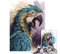 Puzzle de 1000 pièces pour Adolescents Illustration d'un Portrait d'ara Bleu et Or Puzzles pour Adolescents Jeux relaxants décoration Parfaite activités Amusantes à la Maison (Taille 75x50cm)