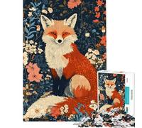 Puzzle de 1000 pièces pour Adolescents Illustration d'un Renard dans Un Jardin Fleuri Jeu Manuel Amusant et Humoristique pour Adultes Activités ludiques à Faire à la Maison (Taille 38x26cm)