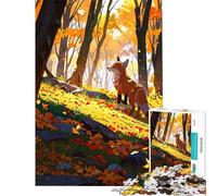 Puzzle de 1000 pièces pour Adolescents Illustration d'un Renard dans Une forêt d'automne Jeu de Puzzle à Faire soi-même pour Adolescents Défi Difficile et Amusant à réaliser à la Maison (38x52cm)