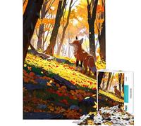 Puzzle de 1000 pièces pour Adolescents Illustration d'un Renard dans Une forêt d'automne Jeux et Puzzles relaxants pour Adolescents Décoration Parfaite Activités Amusantes à la Maison (75x50cm)