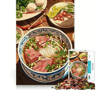 Puzzle de 1000 pièces pour Adolescents Illustration d'une délicieuse Soupe Pho Design Finement découpé Jeu de réflexion pour se détendre et s'amuser Pendant Un Anniversaire (50x75cm)