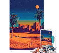 Puzzle de 1000 pièces pour Adolescents Illustration d'une Oasis Nocturne dans Le désert Jeu éducatif Idée Cadeau (Dimensions 50x75cm)