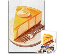 Puzzle de 1000 pièces pour Adolescents - Illustration d'une Part de Cheesecake avec Garniture - Design élégant - Cadeau d'anniversaire - Dimensions:38x26cm