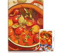 Puzzle de 1000 pièces pour Adolescents - Illustration d'une Soupe à la Tomate dans Un Pot Orange - Jeu éducatif Familial d'analyse et de logique - Idée Cadeau - Dimensions:38x26cm