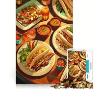 Puzzle de 1000 pièces pour adolescents illustration Festin de tacos et de salsa » pièces à emboîter jeu de logique amusant et silencieux idéal pour un anniversaire ou une activité artistique (50x75cm)