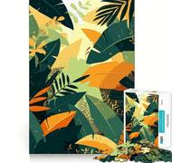 Puzzle de 1000 pièces pour Adolescents Illustration Minimaliste de Feuilles Tropicales Thème Jungle Jeu d'adresse et de réflexion Loisirs et Divertissement Décoration de Noël pour la Maison (50x75cm)