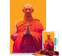 Puzzle de 1000 pièces pour Adolescents, Illustration Minimaliste d'un Moine Bouddhiste Zen, Jeu d'assemblage précis, défi Mental, Jouet pour se détendre et s'amuser, scène de Noël (50x75cm)