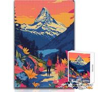 Puzzle de 1000 pièces pour Adolescents, Illustration Minimaliste sur Le thème de la Nature, idéal pour Une randonnée vers Le CervinJeu éducatif, Cadeau d'anniversaire pour femmeDimensions 50x75cm.