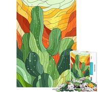 Puzzle de 1000 pièces pour Adolescents Illustration stylisée de Paysage de Cactus idéal pour Un Anniversaire ou Noël Jeu de Manipulation Difficile et Stimulant à partir de 14 Ans (50x75cm)