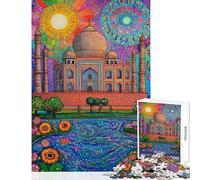Puzzle de 1000 pièces pour Adolescents Illustration vibrante du Taj Mahal Jeu de réflexion pour améliorer la mémoire décoration Murale Cadeau d'anniversaire Unique (50x75cm)