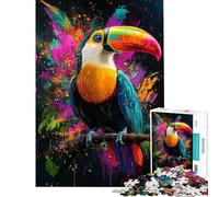 Puzzle de 1000 pièces pour Adolescents Illustrations vibrantes de Toucans Jeu Stimulant et Relaxant Course de Vitesse Manuelle Cadeau d'anniversaire (Taille 75x50cm)