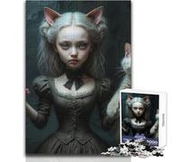 Puzzle de 1000 pièces pour Adolescents,inspiré d'Alice au Pays des Merveilles,avec Une Chatte et Son Compagnon félin Un Jeu au Design Magnifique Qui améliore la mémoire et constitue Un