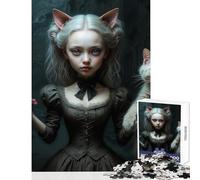 Puzzle de 1000 pièces pour Adolescents inspiré d'Alice au Pays des Merveilles représentant Une Chatte et Son Compagnon félin Jeu Antistress pour Un échange de Cadeaux Entre Parents