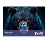 Puzzle De 1000 Pièces pour Adolescents Intense Black Bear Portrait with Glowing Eyes Jeu De Réflexion Amusant Et Humoristique, Cadeau Unique pour Un Anniversaire Ou Noël 70x50cm/1000pcs