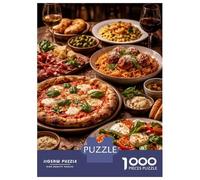 Puzzle De 1000 Pièces pour Adolescents Italian Feast with Pizza and Pasta Puzzle pour Adolescents Activités Familiales Interaction Parent-Enfant Cadeaux pour Amis Et Famille 52x38cm/1000pcs