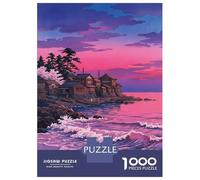 Puzzle De 1000 Pièces pour Adolescents Japanese Coastal Village at Sunset Puzzles pour Adultes - Jeu De Réflexion Difficile Et Stimulant À Compléter 38x26cm/1000pcs