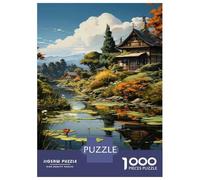 Puzzle De 1000 Pièces pour Adolescents Japanese Garden Pond Decor Puzzles pour Adultes, Jeu Familial Difficile, Défi Idéal comme Cadeau 70x50cm/1000pcs