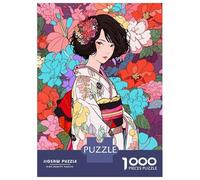 Puzzle De 1000 Pièces pour Adolescents Japanese Kimono Anime Girl Puzzle Adulte Jeu Manuel Amusant Et Humoristique Interaction Parent-Enfant 70x50cm/1000pcs