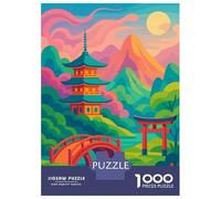 Puzzle De 1000 Pièces pour Adolescents Japanese Landscape with Pagoda and Torii Puzzles pour Adultes, Jeu Familial Difficile, Défi Idéal comme Cadeau 52x38cm/1000pcs
