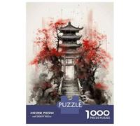 Puzzle De 1000 Pièces pour Adolescents Japanese Pagoda Art Print-2 Puzzles pour Adultes : Jeux Amusants Et Originaux, Cadeaux d'anniversaire Et De Noël Uniques Et Humoristiques 52x38cm/1000pcs