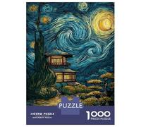 Puzzle De 1000 Pièces pour Adolescents Japanese Temple Under Starry Night Sky Puzzles pour Adultes Vacances À La Maison Tuer Le Temps Chaque Pièce Est Unique pour Les Jeux 52x38cm/1000p