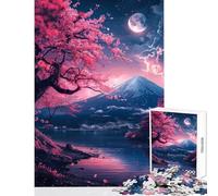 Puzzle de 1000 pièces pour Adolescents Japon Mont Fuji de Nuit Jeu Familial Améliore Les Souvenirs Décoration intérieure Jouet Renforce l'amour Entre Les Couples (38x26cm)
