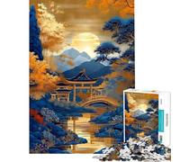 Puzzle de 1000 pièces pour Adolescents Jardin Japonais avec pagode et Pont Puzzle pour Adultes Jeu de réflexion Difficile Cadeau pour Amis et Famille (Taille 38x52cm)