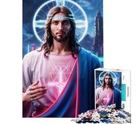 Puzzle de 1000 pièces pour Adolescents Jésus à l'ère du néon Un défi à relever Une décoration Murale éducative pour Les 14 Ans et Plus (50x75cm)