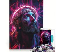 Puzzle de 1000 pièces pour Adolescents Jésus en néon Jeux de société pour s'amuser en Famille Collection d'artistes Beaux-Arts 38x52cm